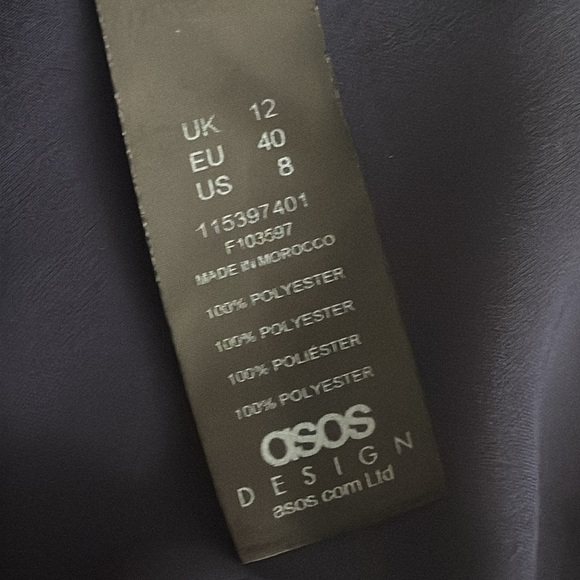 ASOS DESIGN Bias Cut Plunge Satin Midi
Dress Racer Back Navy Blue Size 8 Party - Picture 8 of 10